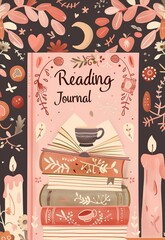 Pink pastel journal cover with the words "Reading Journal"