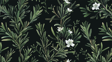Natural seamless pattern with green rosemary plants a