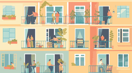 Neighbors and neighborhood concept vector flat illustration