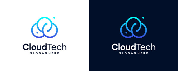 Cloud Data Logo Design, cloud technology logo design modern vector illustration