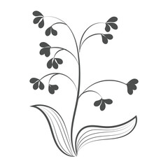 Line flower and leaves for print or use as poster, card, flyer or T shirt