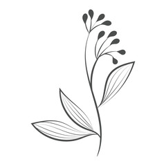 Line flower and leaves for print or use as poster, card, flyer or T shirt