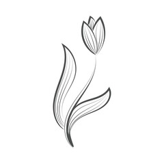 Line flower and leaves for print or use as poster, card, flyer or T shirt