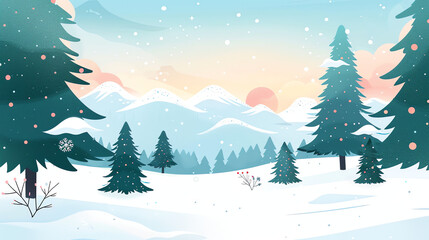 Fototapeta premium Snow Background in Cartoon Style