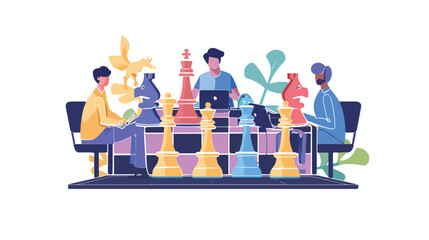 Online chess players playing remote chessboard game t