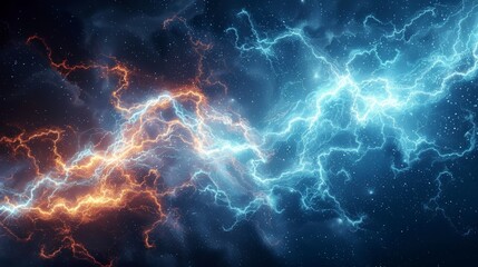Fototapeta premium Blue and orange elettricoty abstract background.