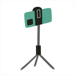 Tripod stand icon, vector illustration of portable smartphone holder for making photo and video, vlogger equipment, streaming on cellphone, recording for vlog, professional device
