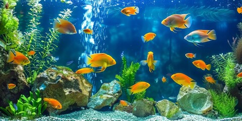 Vibrant Aquarium Teeming With Fish and Plants