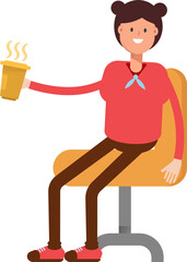 Cute Girl Character Drinking Coffee
