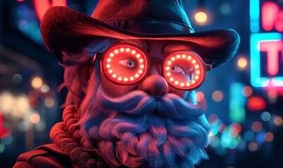 Man in Hat With Red Lights. Generative AI