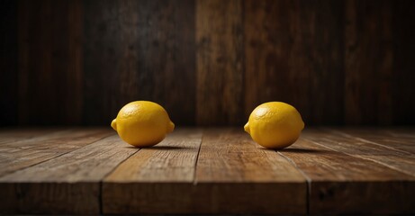 Lemon podium with natural wood background for product display