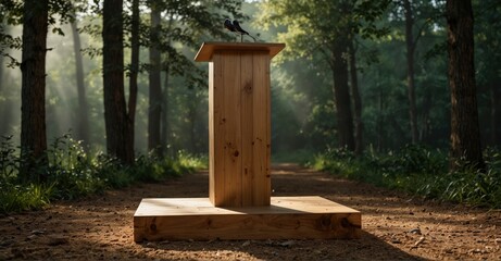  Nature-inspired podium made from wood for showcasing farm products