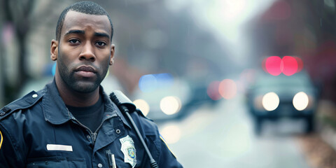 Police Officer Standing on Street