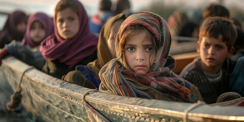 Group of Children Sitting in a Boat