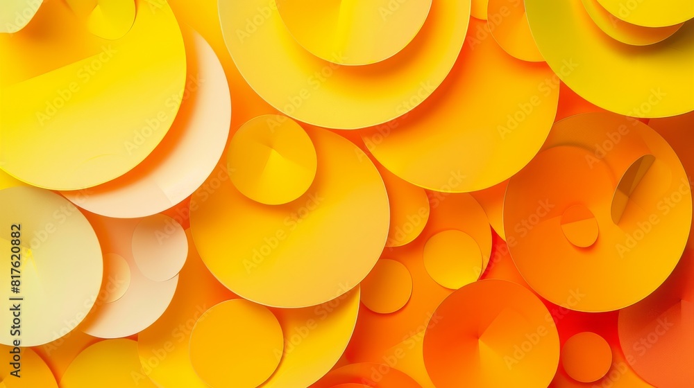 Aufkleber A yellow background with circles of different sizes