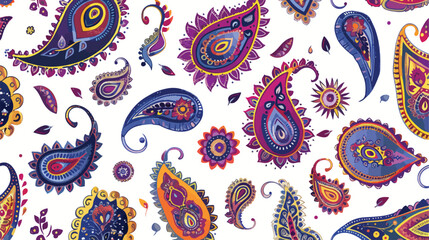 Paisley seamless pattern with motley ethnic Indian or