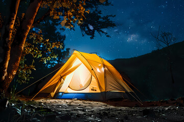 A tent for outdoor camping in nature