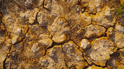 A close up of a dry, cracked ground.