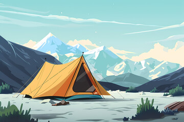 A tent for outdoor camping in nature