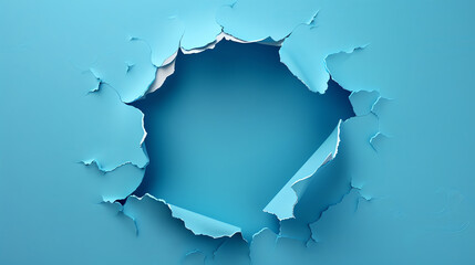 3D Illustration of Torn Blue Paper with Jagged Edges