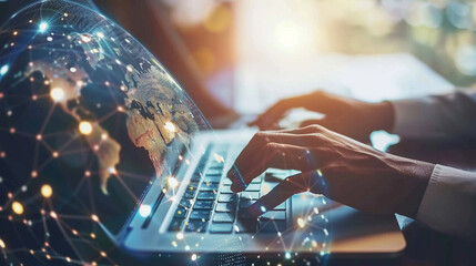 Obraz premium Business data analysis growth and development. Businessman working on laptop with financial report