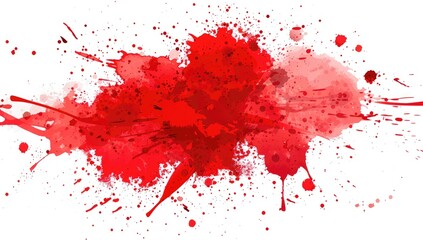 Abstract Red Splash Art, Vibrant Watercolor Stain, Modern Colorful Explosion, Powder Burst, Watercolor Paint Splatter