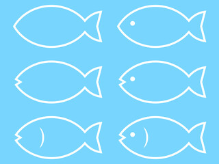 ミニマル魚マークセット：白線