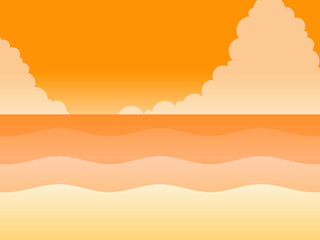 グラデーション空と海と積乱雲背景B：夕方