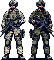 Military man vector illustration, marines, NAVY, army soldier