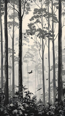 Xylography Artwork: A Peaceful Escape into the Solitude of the Forest