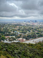Cityscape Los Angeles, California, USA against cloudy sky
