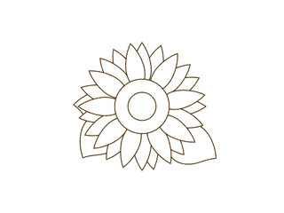 シンプルひまわり手描き線画アイコンA：葉