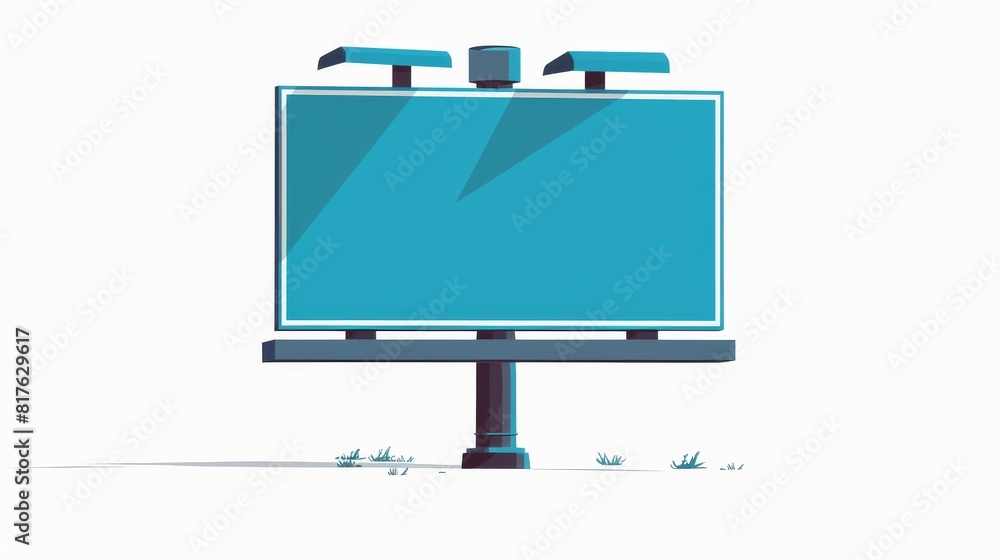 Poster A billboard is shown with a blue background and no text. The billboard is empty and has no writing on it