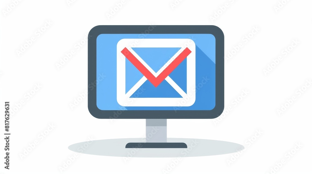 Poster a computer monitor with a red and blue email icon on it