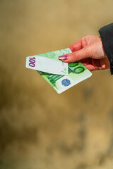 EURO money banknotes, detail photo of EUR