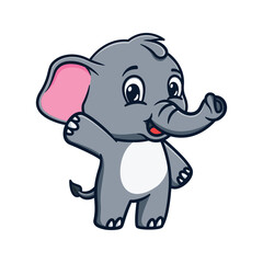 cute and kawaii elephant cartoon illustration design greets	
