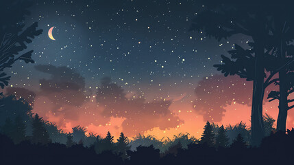 Fototapeta premium Space Background in Cartoon Style