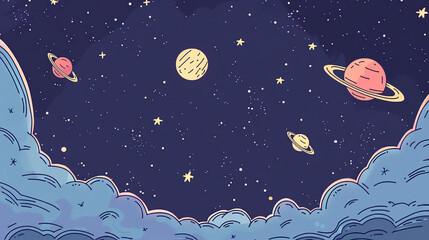 Space Background in Cartoon Style