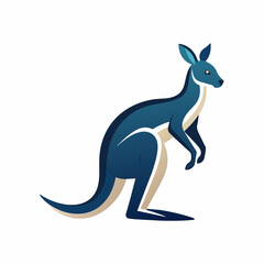 Electric blue kangaroo standing on hind legs in wildlife illustration