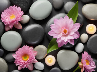 Obraz na płótnie Canvas stones and flowers
