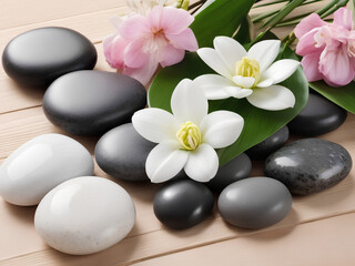 stones and flowers