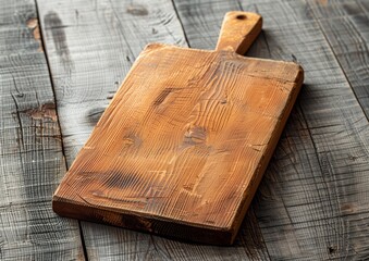 Fototapeta premium Rustic Wooden Cutting Board on Vintage Wood Background