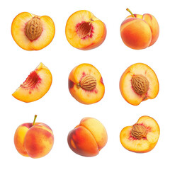 set of peaches isolated
