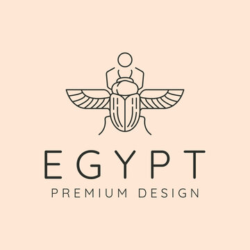 egyptian scarab beetle line art logo vector symbol illustration design