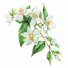Naklejka premium Watercolor Jasmine Clipart