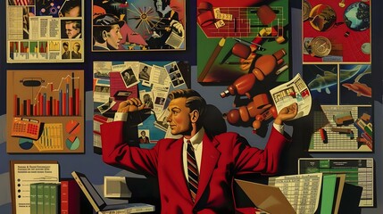 Obraz premium Illustration of a CFO's Profession: Driving Financial Performance and Interacting with Stakeholders