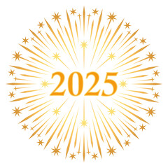 Golden Fireworks. New year 2025 element vector eps 10