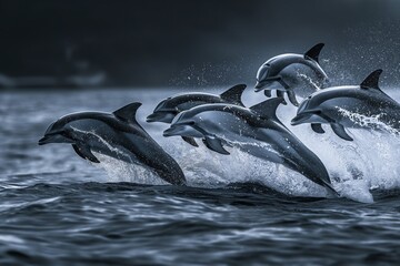 Obraz premium Dolphins jumping out of the water
