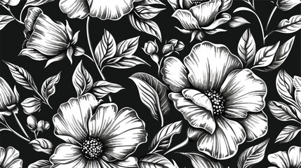 Seamless engraved floral pattern repeating print. Vin