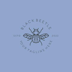 black beetle line art logo vector symbol illustration design